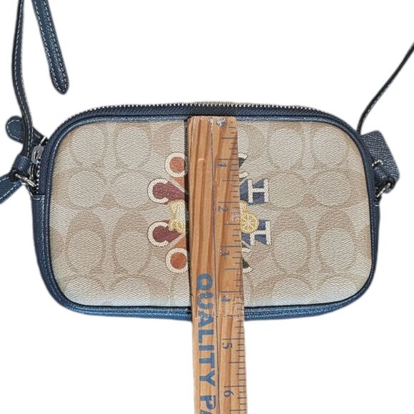 Coach Crossbody Pouch In Signature Canvas Coach Radial Rainbow Navy Leather NWOT - Picture 15 of 16